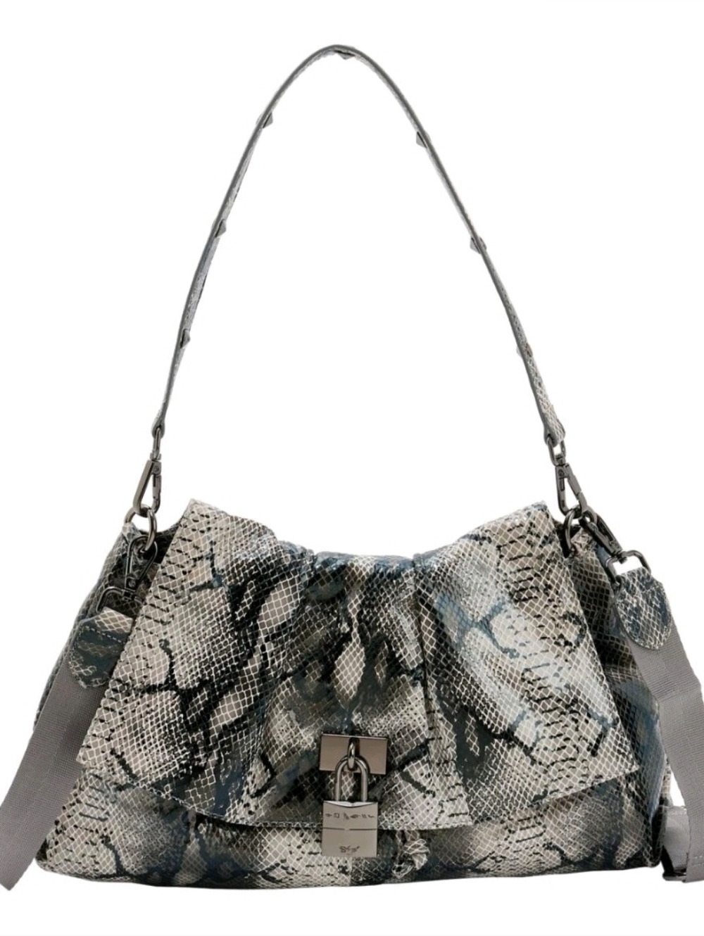 Sharif Legacy Hang Lock Gray Multi Python Shoulder Bag